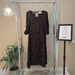 Superfoxx size L floral ruched sleeve midi dress